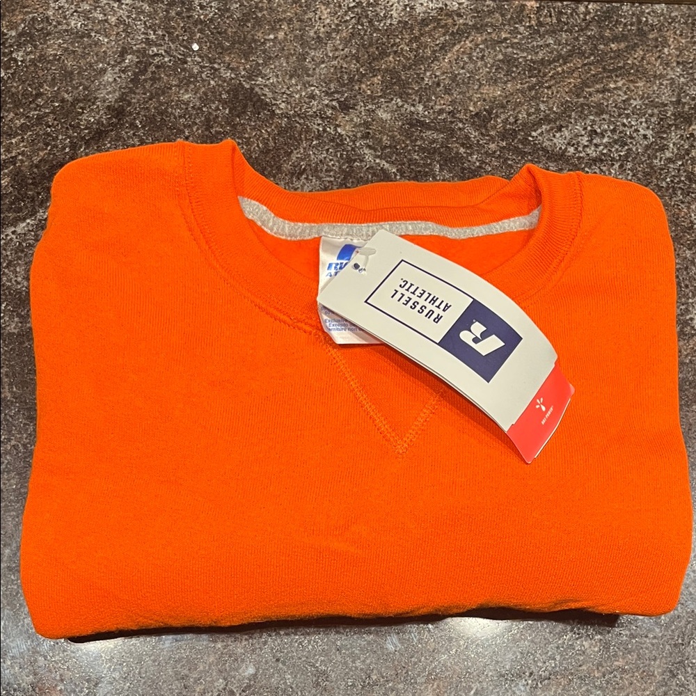 Russell Athletic Men's Bright Orange Crewneck Sweater